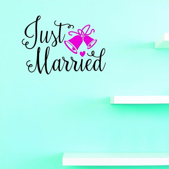 Custom Decals Just Married Wall Art Size: 20 X 30 Inches Color: Multi