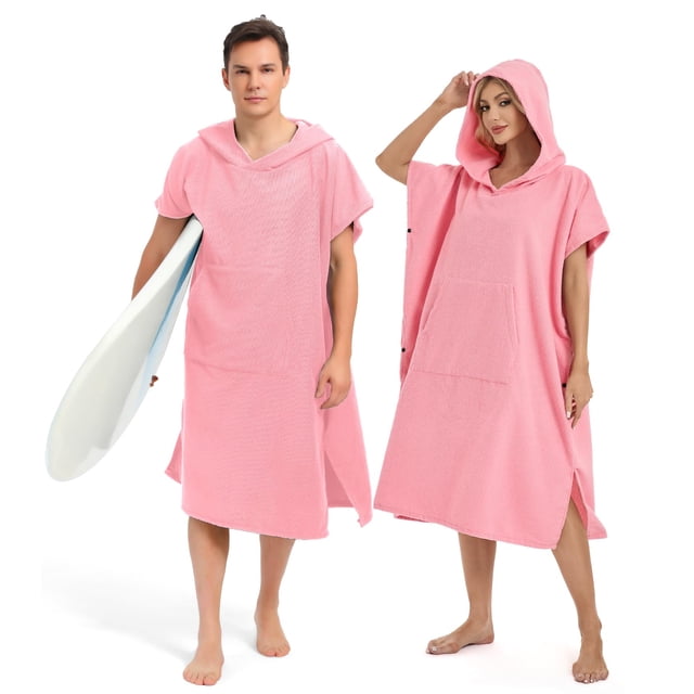 Poncho de surf Abahub para hombre y mujer, de secado rápido, rosa, L