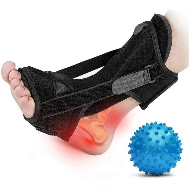 Plantar Fasciitis Night Splint Unisex Adjustable Foot Drop Orthotic Brace  for Plantar Fasciitis & Achilles Tendonitis Relief Breathable Night Splint  w/Massage Ball for Easing Pains 