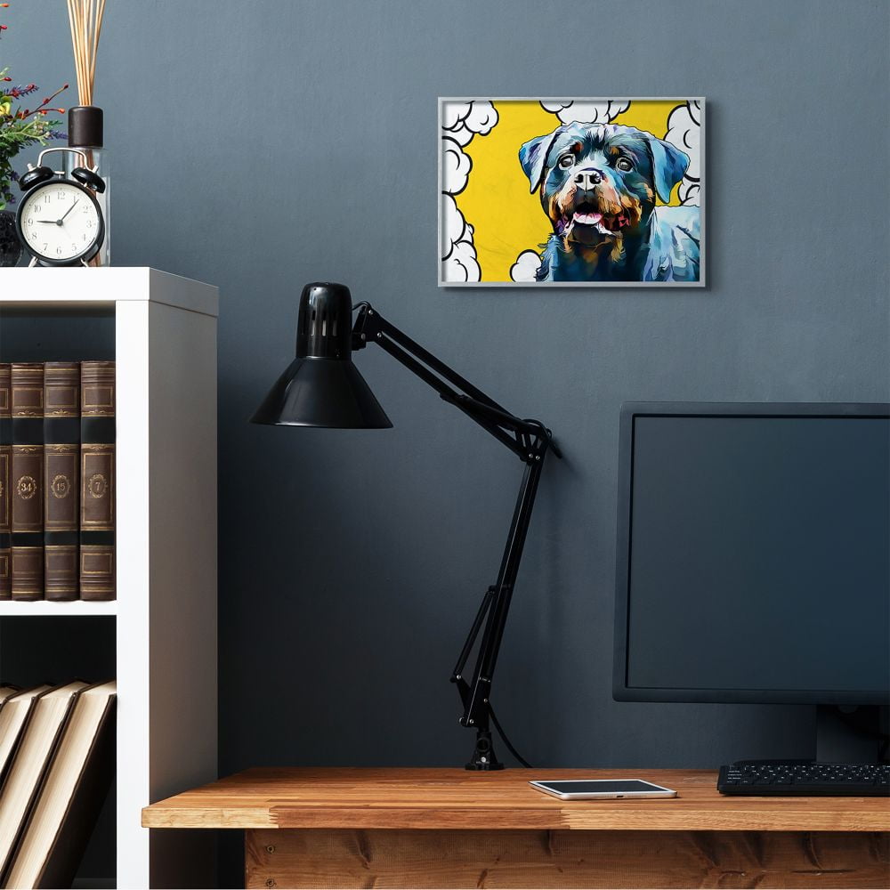Stupell Industries Peaceful Rottweiler Dog over Pop Art Clouds Designed by Kim Curinga
