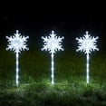Lights4fun, Inc. Set of 3 Snowflake Cool White LED Outdoor Christmas Holiday Pathway Lights
