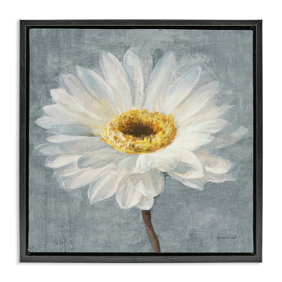 Stupell Industries Paris Blossom on Grey Plants & Flowers Painting Black Floater Framed Canvas Art Print Wall Art, 18 x 18