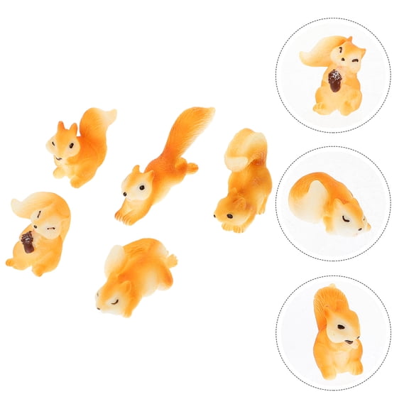 SEWCHICS Mini Squirrel Resin Ornaments Orange Color 10PCS Decorations 2.2x0.8x0.4in