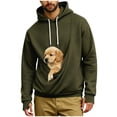 thumbnail image 2 of Mifsaly Mens Kangaroo Pouch Hoodie Long Sleeve Hooded Sweatshirt Dogs Cats Pet Carrier Animal Holder Pullover Army Green,L, 2 of 7