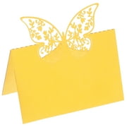 Uxcell Table Name Place Cards,25Pcs Hollow Butterfly Cut Design Blank Card Yellow