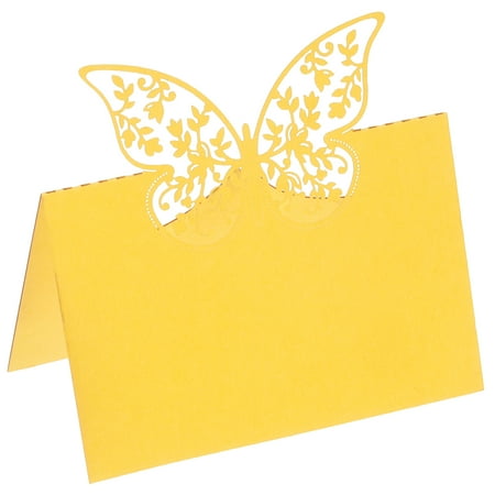 Uxcell Table Name Place Cards,25Pcs Hollow Butterfly Cut Design Blank Card Yellow