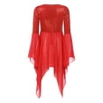 thumbnail image 4 of YONGHS Women's Shiny Sequins Overlays Worship Praise Dance Dress Dancewear Red L, 4 of 7