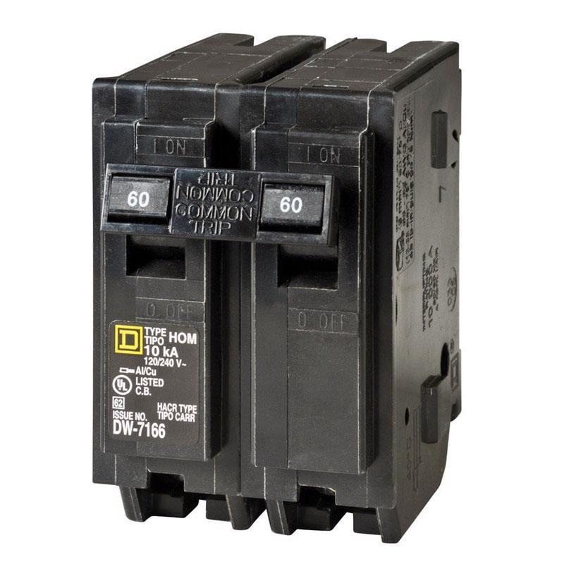 Square D HOM260CP Homeline Double Pole Circuit Breaker, 60 Amp, 2"