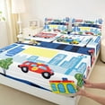 thumbnail image 3 of jejeloiu Cartoon Poloce Car Twin Sheet Sets,Equipment Vehicle Twin Fitted Sheet,Moderb City Flat Sheet For Teens,Luxury Bedroom Decor,3 Pieces, 3 of 7