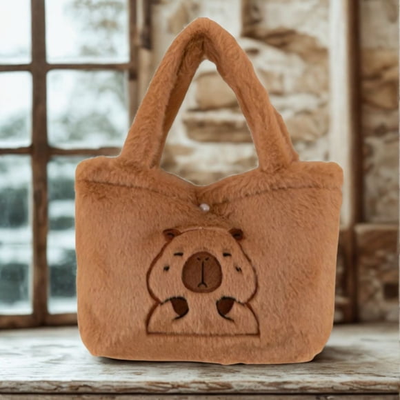Bolsa de Mano de Peluche Capibara: Accesorio Suave y Adorable