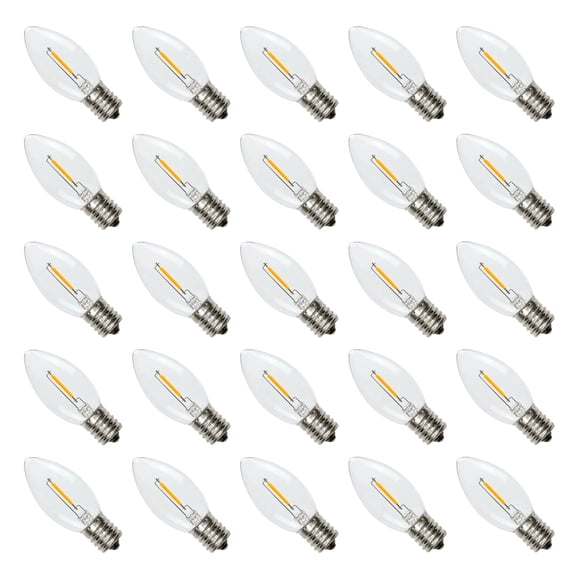 50-Pack C9 LED Bulbs, Warm White 2700K, E17 Base, Commercial-Grade Outdoor Holiday & Christmas Lights