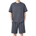 thumbnail image 2 of SOOMLON Young Mens Workout Sets Big and Tall Crew Neck Viscose Shirts Lightweight Shorts Short Sleeve Clothing Set, 2 of 6