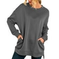 thumbnail image 3 of Vedolay Oversized T Shirts for Women Women's Hoodies Half Zip Long Sleeve Oversizd Crop Pullover Sweatshirts with Pockets,Gray XL, 3 of 4