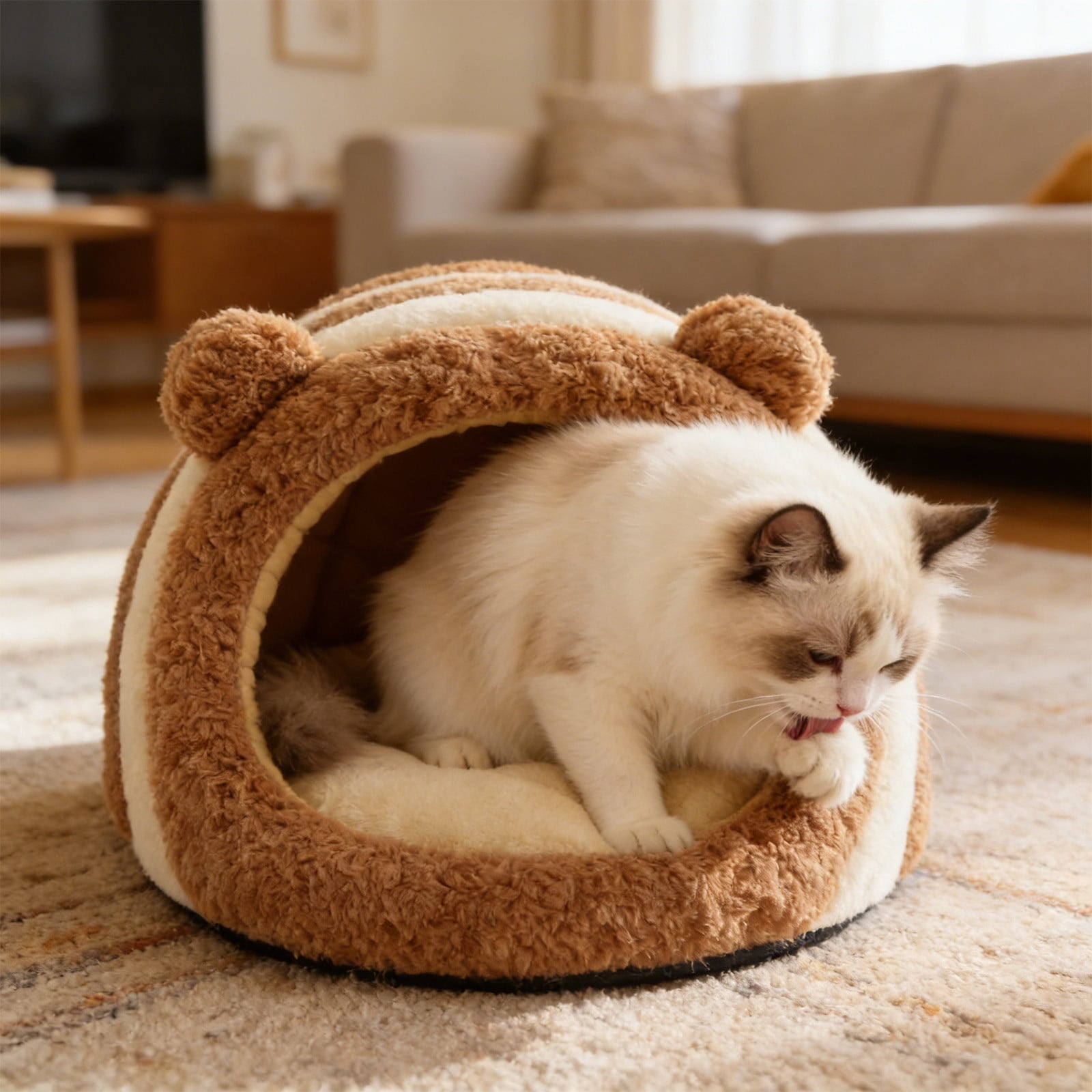Lunxisen 3 Pcs Dog Bed Self Warming Puppy House Cozy Cat Sleeping Tent Cave Beds Indoor Kitten Nest Kennel Hut for Small Medium Dog Cats