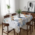 thumbnail image 6 of Blue Coastal Gnomes Table Cloth Waterproof Tablecloths, Ocean Eucalyptus Coral Starfish Tablecloth Dining Table Cover for Kitchen Party Tabletop Outdoor, Rectangle Tablecloth 60x84 Inch, 6 of 9