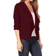 thumbnail image 2 of Women's Casual Office Open Draped Front Blazer Jacket with 3/4 Sleeves S-3XL, 2 of 4