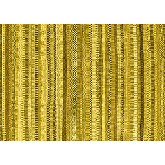 Ahgly Company Machine Washable Indoor Rectangle Abstract Yellow Contemporary Area Rugs, 3' x 5'