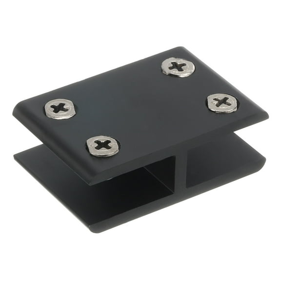 180 Degree Glass Clamp, 1 Pack for 10-12mm Thickness Adjustable Double Side Glass Shelf Support Bracket Black