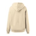 thumbnail image 7 of Women's Fashion Oversized Drop Shoulder Long Sleeve Sweatshirt Solid Color Hooded Sweatshirt for Comfortable Fit,Beige,2XL, 7 of 7