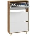thumbnail image 1 of HOMCOM Armoire à Chaussures Étroite avec 3 Portes Rabattables et Tablettes Ajustables, Blanc, 1 of 10