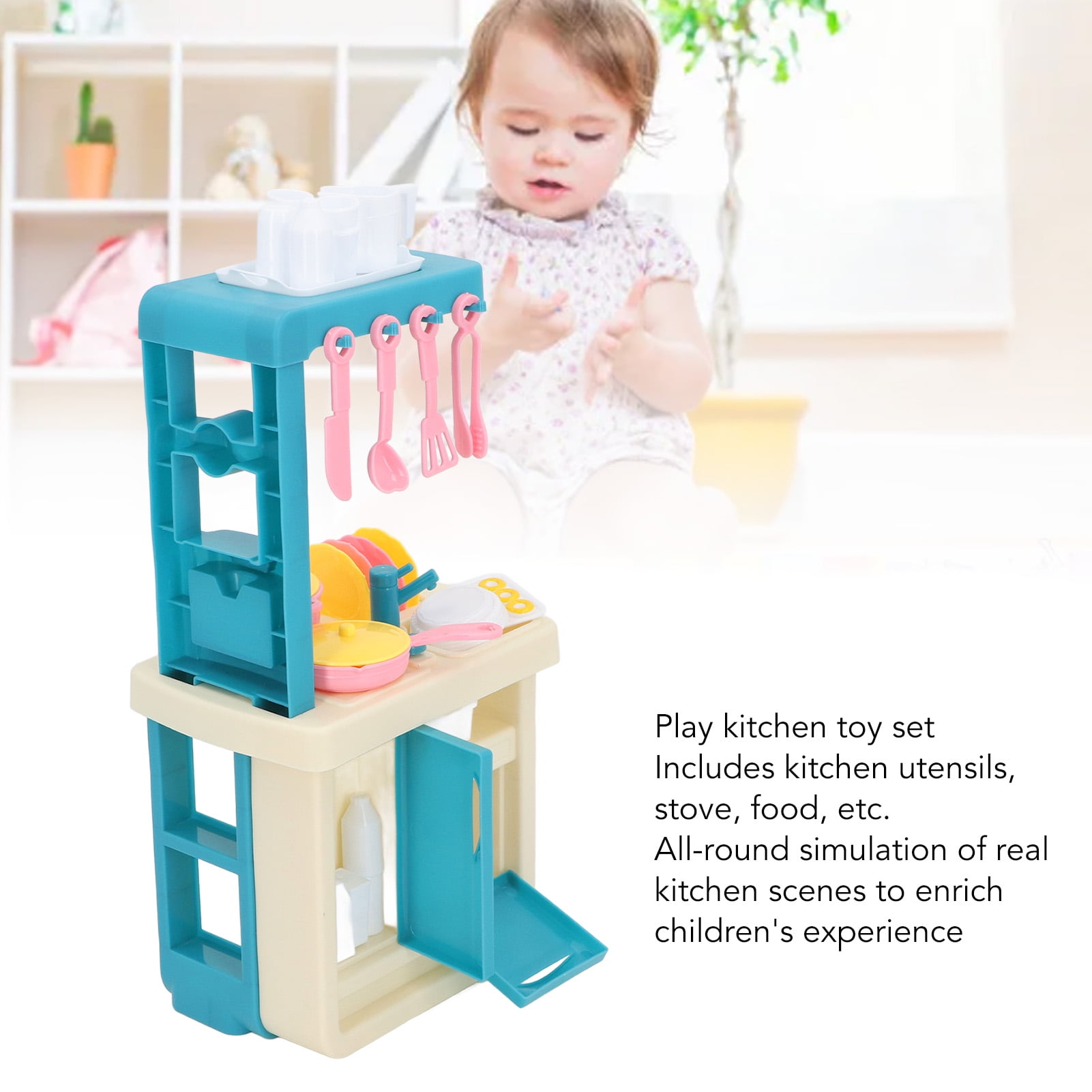 Cuisine Jouet Enfant CUTE STONE Avec évier Eau Et Cuisinière Vapeur - 63 Accessoires, Vert