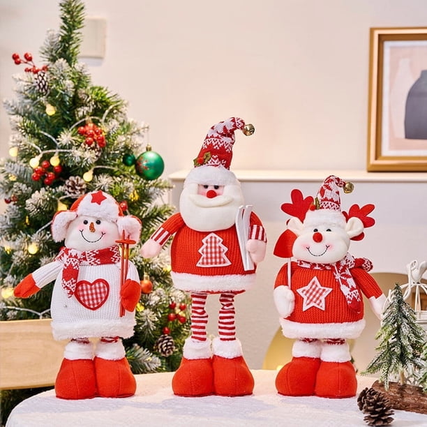 Suéter de Punto de Muñeco de Papá Noel Estirable Navideño, Muñeco de Esquí de Piernas Largas, Artículo de Decoración para Ventana de Papá Noel