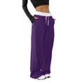 thumbnail image 5 of Women's Drawstring High Waist Color Block Sports Pants, Loose Fit Long Casual Pants, Elastic Waistband Athletic Pants for Daily Wear, Lounge Pants for Women, Comfortable Streetwear Sweatpants Purple, 5 of 6