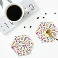 thumbnail image 4 of Rateoe Cute Flower Drawing Drink Coasters Set of 4 Leather Coasters Spill Protection for Table Desk,Durable and Non Slip Leather Coaster ,4 Inches Drink Mats-Hexagon, 4 of 6