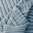 thumbnail image 6 of PiccoCasa Cotton Throw Blanket Cable Knit Decorative Blanket, Light Blue 50"x60", 6 of 7