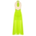 thumbnail image 4 of YUUMIN Costumes de Danse Lyrique pour Femmes Jupe Fluide avec Strass Robe Maxi Fendue Danse Moderne Vert Fluorescent m, 4 of 5