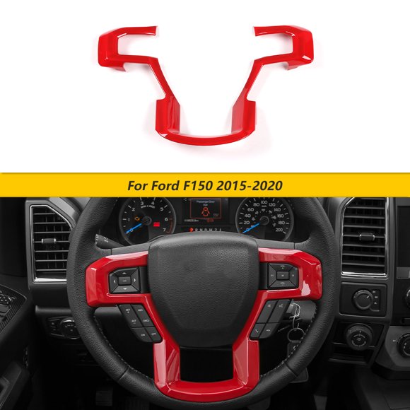 CheroCar Steering Wheel Trim Cover Interior Accessories for 2015-2020 Ford F150,Red
