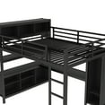 thumbnail image 2 of Queen Size Loft Bed with Wardrobe and L-Shaped Desk, Metal Loft Bed with Storage Cubes and Shelves, Heavy Duty Space Saving Bed for Teens, Adults, Small Spaces, Black, 2 of 10