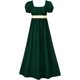 thumbnail image 3 of Maxi vestidos para mujer con cinturón de satén con volantes y manga abombada, vestido formal de fiesta de graduación, 3 of 5