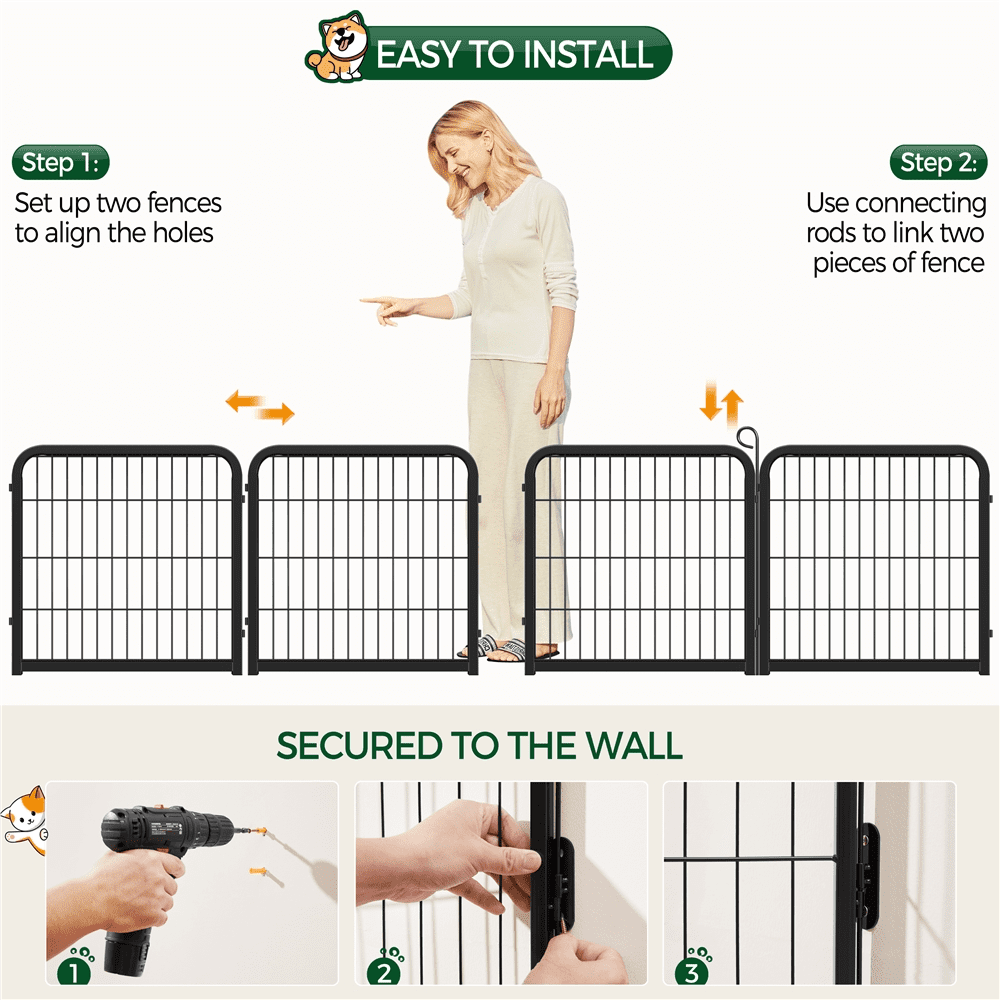 Renwick 24" Height 2 Panels Dog Playpen, Black
