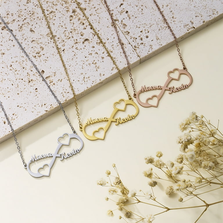 Personalized Custom Name Infinity Necklace with Cut Out Heart for