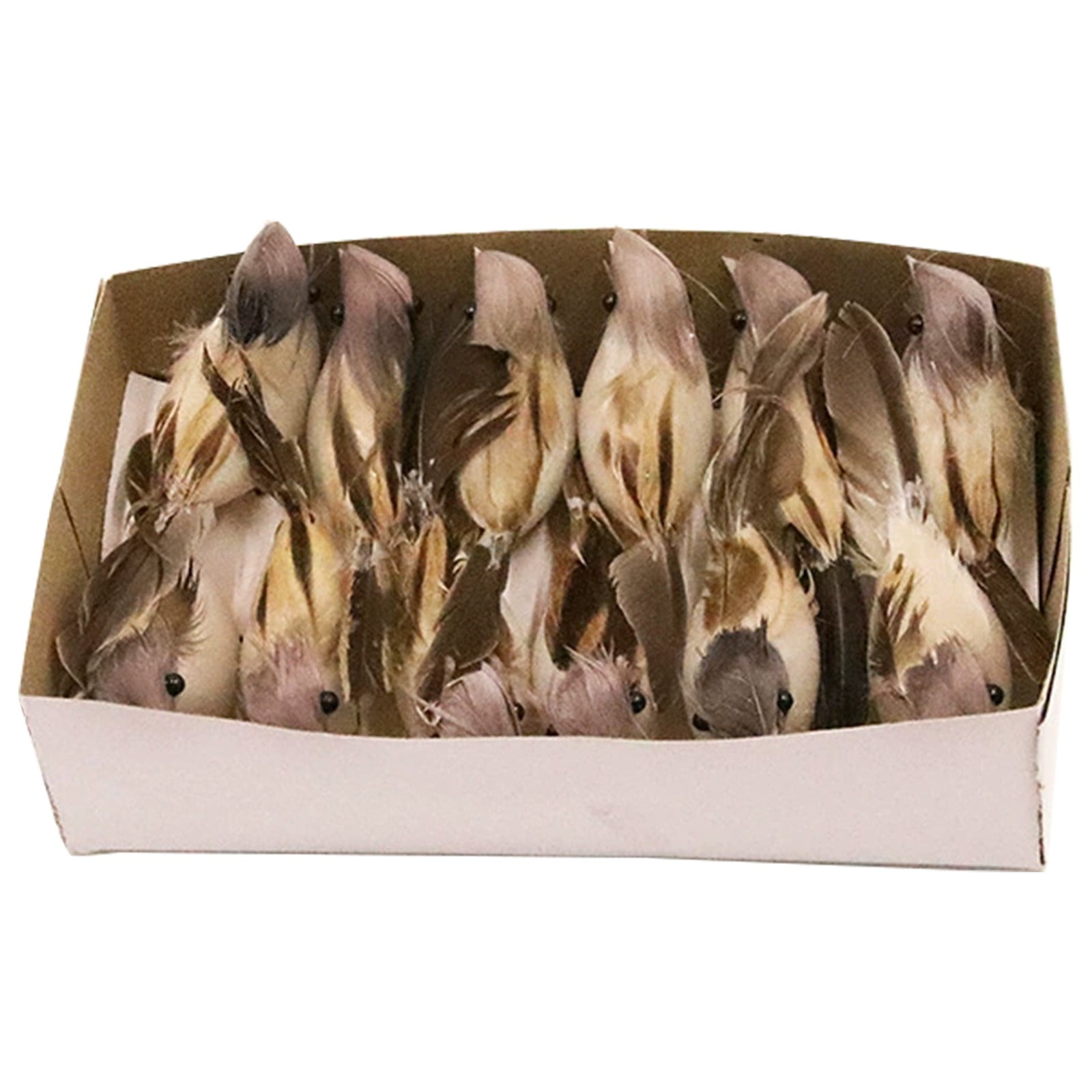 ABODELINE 12 Pcs Artificial Simulation Feather Mini Decorative Fake Birds Realistic Sparrow with Wire Feet for Craft Garden Home Ornaments Garden Wedding Decoration Embellishing