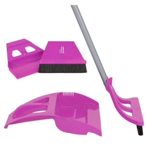 WISP Cleaning Set Angled Broom with Dustpan and Mini Dustpan and Brush Purple