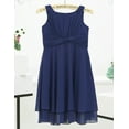 thumbnail image 6 of Sinleey Kids Big Girls' Knotted Waist Chiffon Flower Dress Wedding Party Bridesmaid Formal Dresses Navy Blue 12, 6 of 7