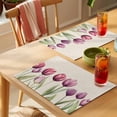 thumbnail image 4 of Spring Red Tulip Placemats Set of 2, Country Watercolor Red Flower Green Leaf Linen Non-Slip Place Mats Washable Table Mats for Kitchen Dining Table Decorations Indoor/Outdoor, 4 of 9