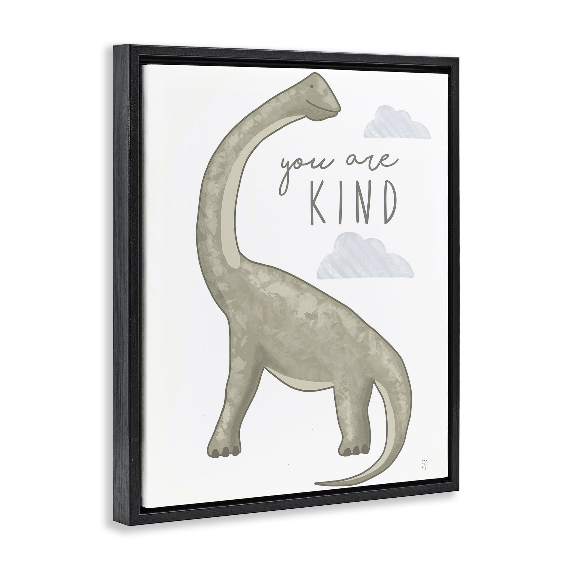 Stupell Industries You Are Kind Dinosaur Black Framed Floater Canvas Wall Art, design by Elizabeth Tyndall
