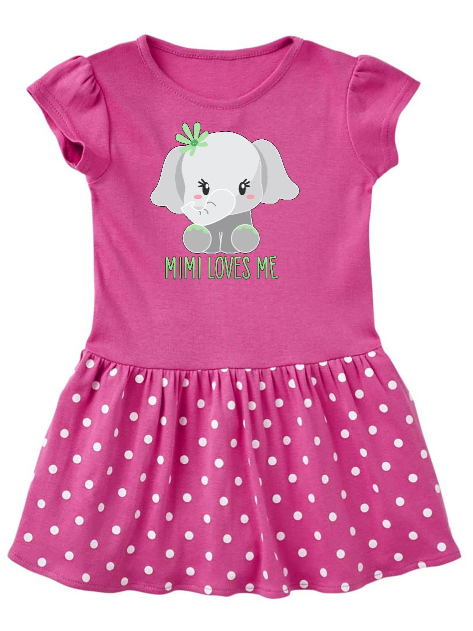 Inktastic Mimi Loves Me- cute elephant Gift Toddler Girl Dress ...