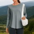 thumbnail image 6 of BXINGOHAI Workout Tops for Women Long Sleeve UPF 50+ UV Protection Sun Shirt Lightweight Quick Dry Hiking Shirts Gray 3XL, 6 of 6