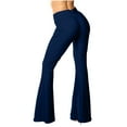 thumbnail image 5 of USNSM Women's Stretch Flared Pants Casual High Waist Baggy Palazzo Pants Hip-Lifting Workout Jogger Yoga Pants Navy S, 5 of 5