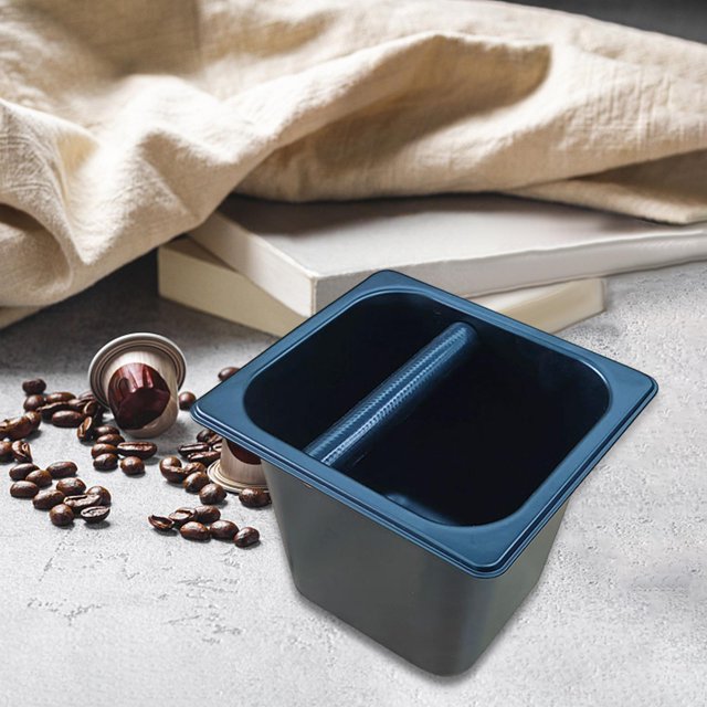 Caja de de café expreso de acero inoxidable, cubo de café expreso con varilla de goma, bote de basura de café expreso de gran capacidad resisten M Soledad Papelera de molienda