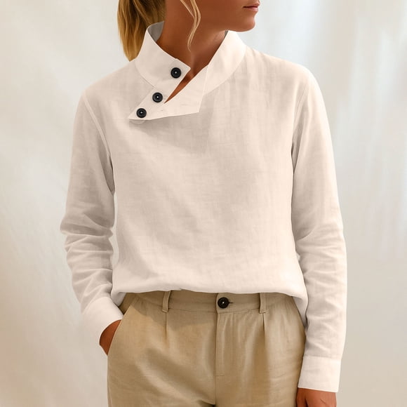 LVHAOGJOB Womens 3/4 Sleeve Shirts Summer Pullover Tops V Neck Linen Cotton Relaxed Fit T Shirt for Tees Loose