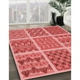 thumbnail image 2 of Ahgly Company Indoor Square Patterned Ferrari Red Area Rugs, 4' Square, 2 of 6