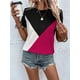 thumbnail image 3 of Camiseta de cuello redondo con contraste de Color para mujer, camisetas holgadas para mujer, Tops informales para diario, ropa de calle de tendencia 2023, 3 of 5