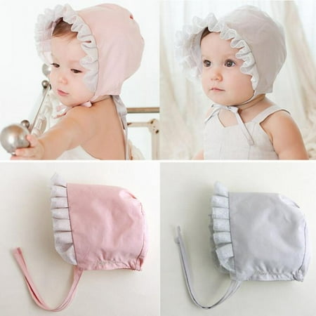 

Forzero 2Pcs 3-12 Months Girls Hat Lace Cotton Baptism Hat Children Handmade Beanie Sun Hat