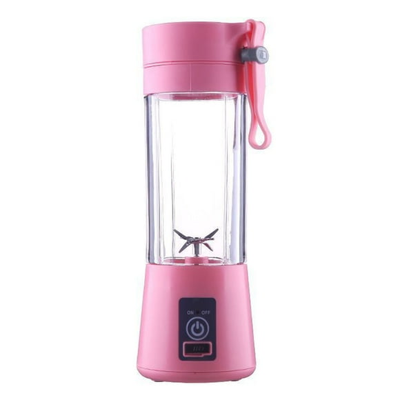 Licuadora portátil de 380 ml, recargable por USB, con 6 cuchillas, batidora eléctrica para frutas, batidos de comida para bebés, color rosa