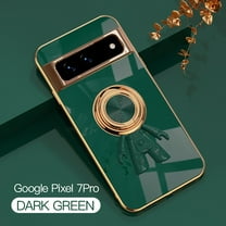 Feishell Slim Case for Google Pixel 7 Pro,Stylish Plating Cute Astronaut Portable Finger Ring Kickstand Shockproof Lightweight Flexible Silicone Magnetic Car Holder TPU Phone Case,Darkgreen